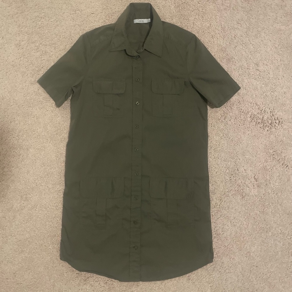 Dalia Khaki Green Utility Shirt Dress Size XS